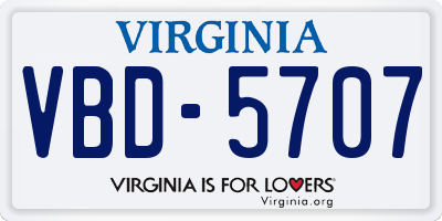 VA license plate VBD5707