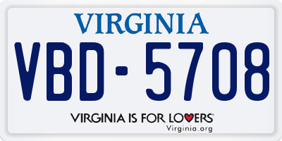 VA license plate VBD5708