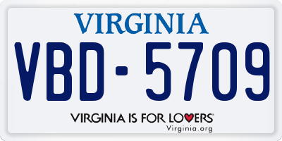VA license plate VBD5709