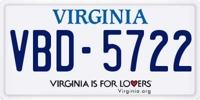VA license plate VBD5722