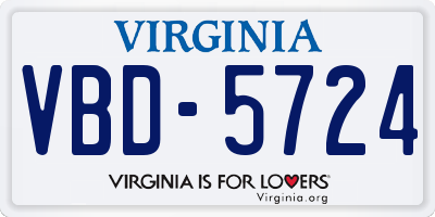 VA license plate VBD5724