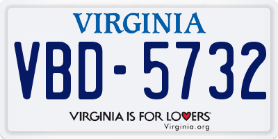 VA license plate VBD5732