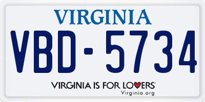 VA license plate VBD5734