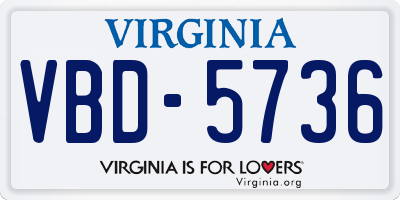 VA license plate VBD5736