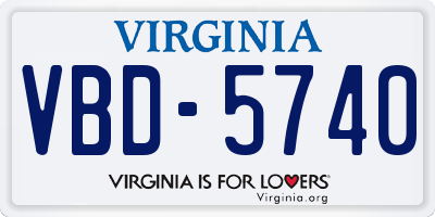 VA license plate VBD5740