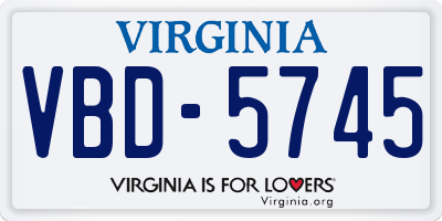 VA license plate VBD5745