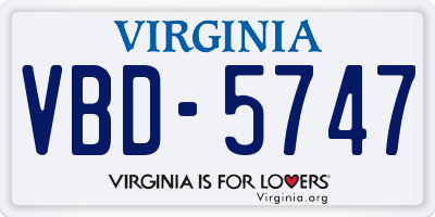 VA license plate VBD5747
