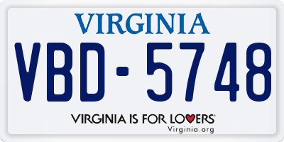 VA license plate VBD5748