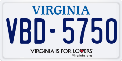 VA license plate VBD5750