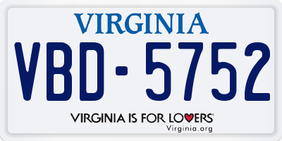 VA license plate VBD5752