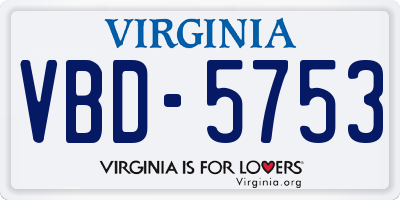 VA license plate VBD5753
