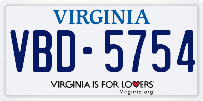 VA license plate VBD5754