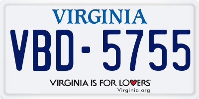 VA license plate VBD5755