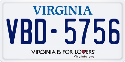 VA license plate VBD5756