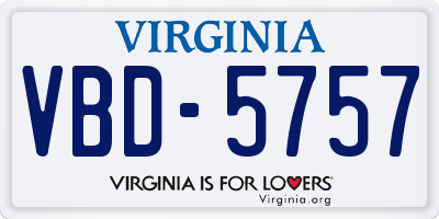 VA license plate VBD5757