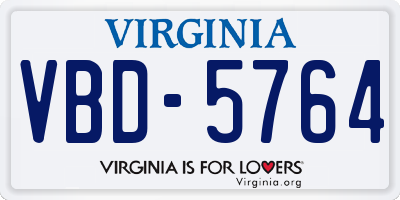 VA license plate VBD5764