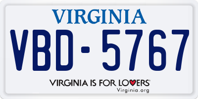 VA license plate VBD5767