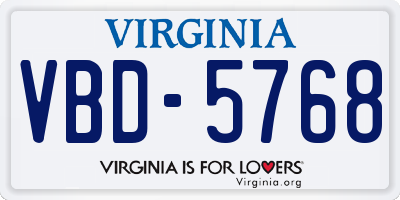VA license plate VBD5768
