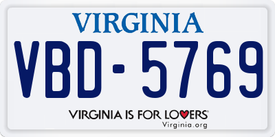 VA license plate VBD5769