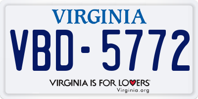 VA license plate VBD5772