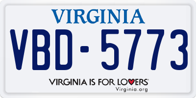 VA license plate VBD5773