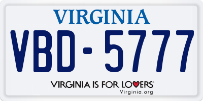 VA license plate VBD5777