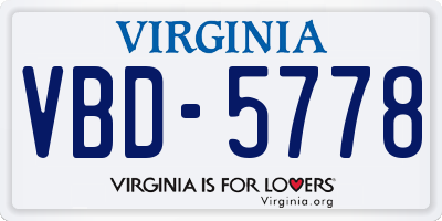 VA license plate VBD5778