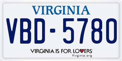 VA license plate VBD5780