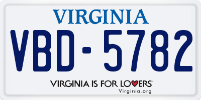 VA license plate VBD5782