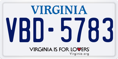 VA license plate VBD5783
