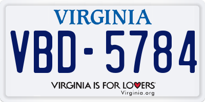 VA license plate VBD5784