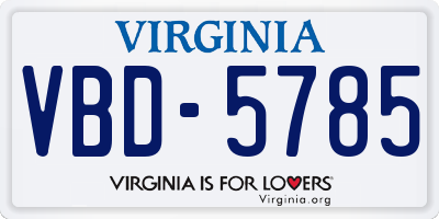 VA license plate VBD5785