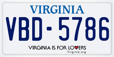 VA license plate VBD5786