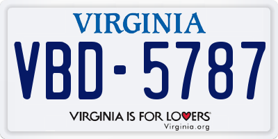 VA license plate VBD5787