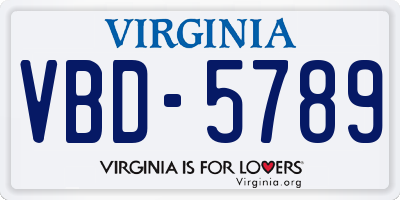 VA license plate VBD5789