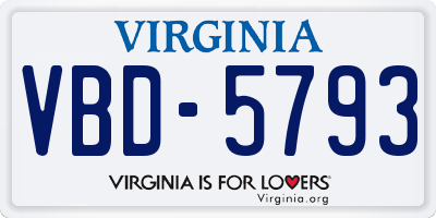VA license plate VBD5793