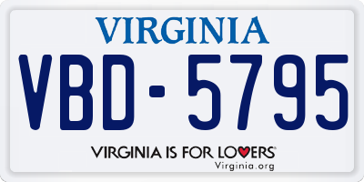 VA license plate VBD5795