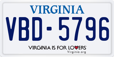 VA license plate VBD5796