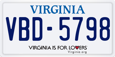 VA license plate VBD5798