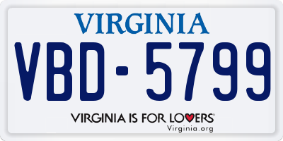 VA license plate VBD5799