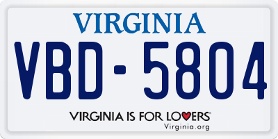 VA license plate VBD5804