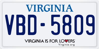 VA license plate VBD5809