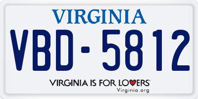 VA license plate VBD5812