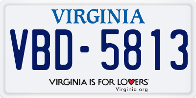 VA license plate VBD5813