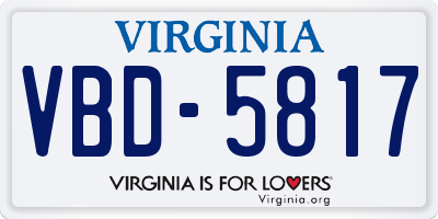 VA license plate VBD5817