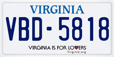 VA license plate VBD5818