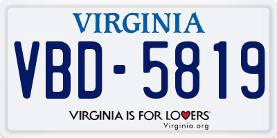 VA license plate VBD5819
