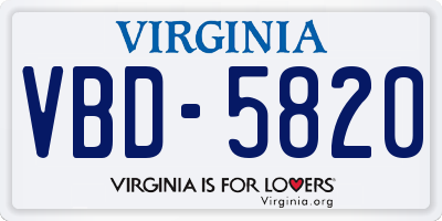 VA license plate VBD5820