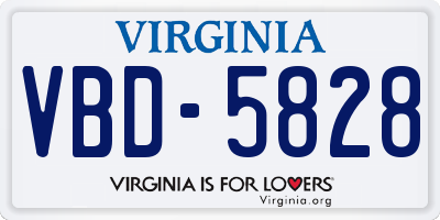 VA license plate VBD5828