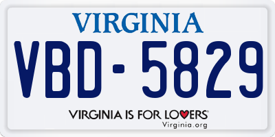 VA license plate VBD5829